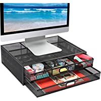 Desk Organizer Mesh Metal Monitor Stand Riser with Drawer only $21.64