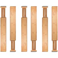 6-Packs Gleevie Bamboo Drawer Organizer Large Drawer Dividers only $10.20