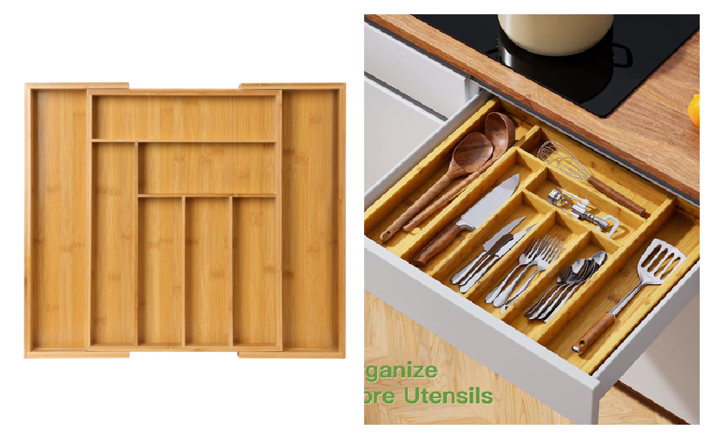 20% Off + Extra $12.29 Coupon Pipishell Bamboo Expandable Drawer Organizer for Utensils