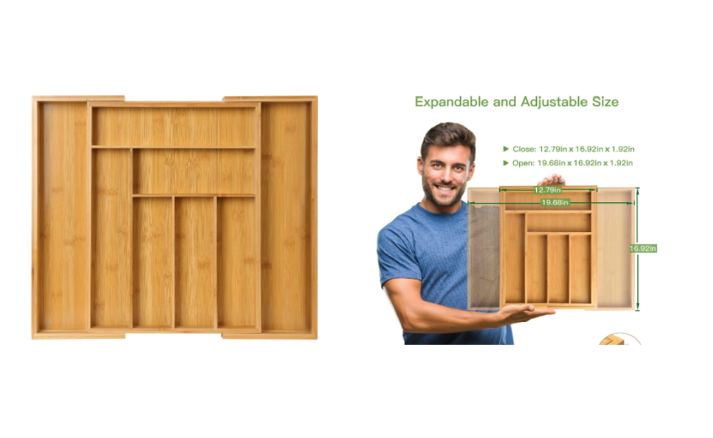 Save 47% Bamboo Drawer Organizer {Amazon}