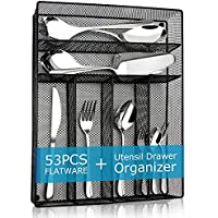 53-Piece Towattar Kitchen Stainless Steel Flatware Tray Cutlery Set only $22.50