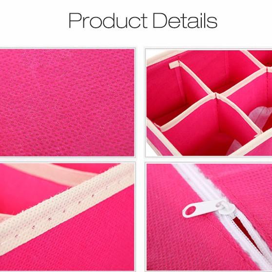 4pcs Closet Foldable  Non Woven Underwear Organizer  Socks Drawer Storage Boxes