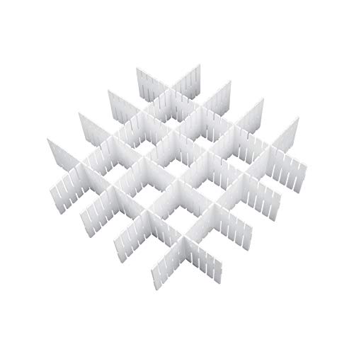8PCS DIY Plastic Grid Drawer Divider Household Storage Thickening Housing Spacer Sub-Grid Finishing Shelves for Home Tidy Closet Stationary Makeup Socks Underwear Scarves Organizer (White)