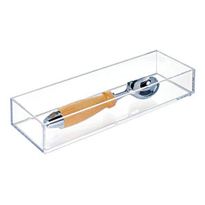 iDesign Clarity Plastic Drawer Organizer, Storage Container for Silverware, Utensils, Kitchen Gadgets in Pantry, Cabinets, Countertops, 4" x 12" x 2" - Clear