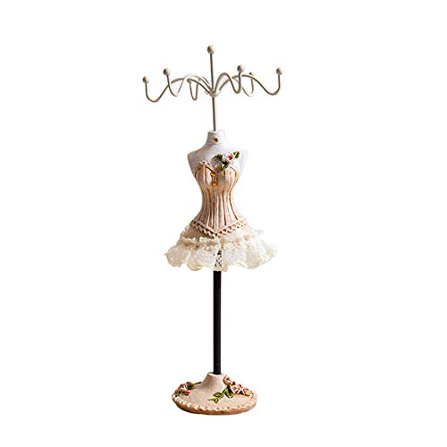 X Hot Popcorn Princess Skirt Rack Jewelry Holder Resin Dress Stand Hanging Necklace Earring Bracelet Rings Orgaziner (Champagne4)