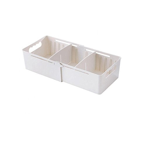 Fdit Extension Storage Box Multi-Functional Adjustable Storage Box Storage Organizer for Underwear Bras Socks Ties(White)