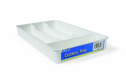 Camco 43508 Cutlery Tray - Designed for RV and Compact Kitchen Drawers - Easily Organize and Store Kitchen Flatware - White