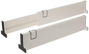 Drawer Organizer. Adjustable, Expandable White Drawer Dividers For Clothes, Office Supplies, and More, Set of 2
