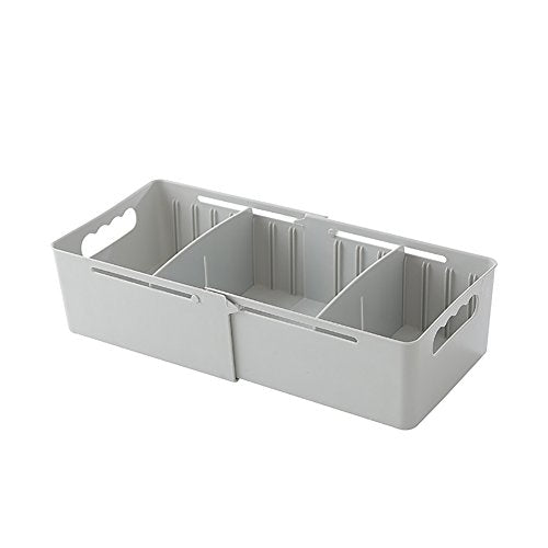 super1798 Adjustable Cabinet Drawer Divider Sock Underwear Cosmetic Storage Organizer Box - Grey