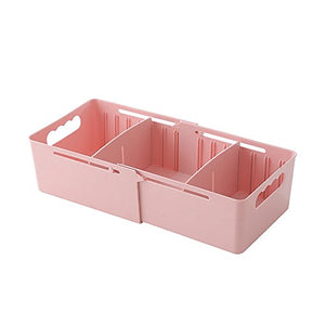 bjlongyi Adjustable Cabinet Drawer Divider Sock Underwear Cosmetic Storage Organizer Box (Pink)