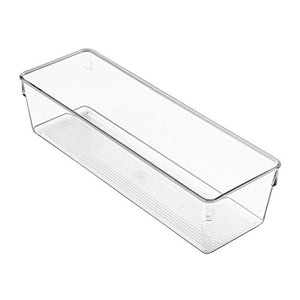 iDesign Linus Plastic Drawer Organizer, Storage Container for Vanity, Bathroom, Kitchen Drawers, 12" x 4" x 3" - Clear
