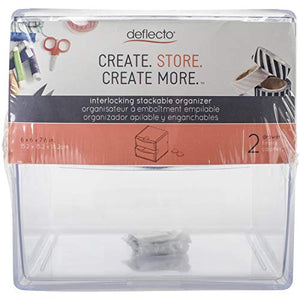 Deflecto Stackable Cube Organizer, Desk and Craft Organizer, 2 Drawers, Clear, Removable Drawers and Dividers, 6"W x 6"H x 7 1/5"D (350101CR)