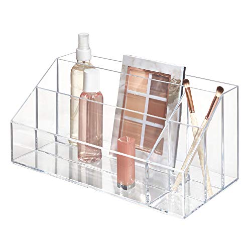 iDesign Clarity Cosmetic Palette Organizer for Vanity or Cabinet to Hold Makeup, Nail Polish, Cosmetic Accessories - 5 Compartments, Clear