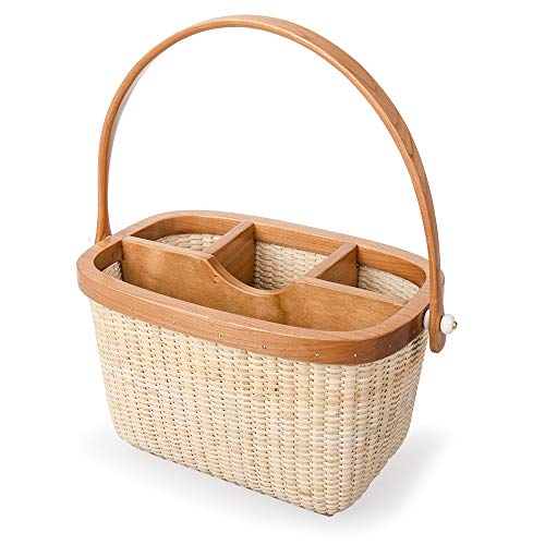 Teng Tian Nantucket Utensil Caddy Silverware Napkin Holder and Condiment Organizer Multi-Purpose Rattan Caddy Ideal for Kitchen Dining Entertaining Tailgating Picnics and Much More