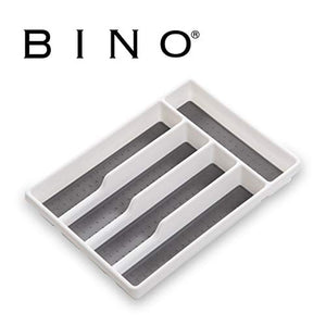 BINO 5-Slot Silverware Organizer - White, Small - Utensil Drawer Organizer with Soft Grip Lining