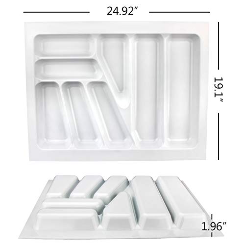 Cutlery Tray Insert Utensil Drawer Divider Organiser 630-700mm Width Cabinet ABS Plastic White 9 compartments