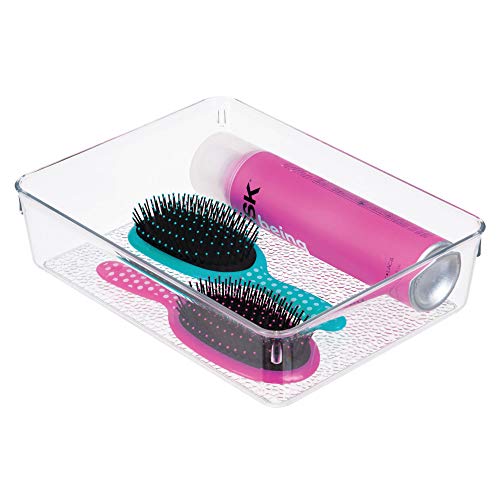 iDesign Rain Plastic Storage Organizer Bin, Container for Bathroom, Bedroom, Vanity, Kitchen Storage, 12" x 9" x 3", Clear