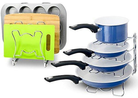 2 Pack - Arcafest Kitchen Cabinet Pan and Pot Cookware Organizer Rack Holder