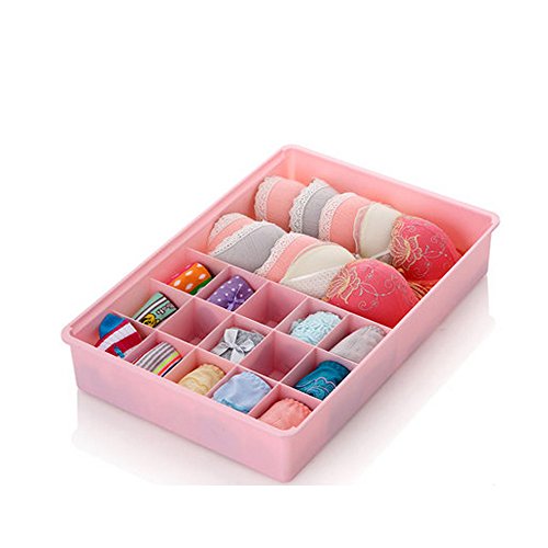 Easy Chois Pink Storage Organizer with 16-Grids for Socks,for Underwear, for Bras, for Tights, for Leggings #9