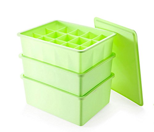 DayCount Bra Underwear Socks Storage Box Drawer Divider Ties Container Plastic Box Case Clothing Lidded Organizer (3 in 1 Green)