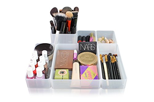 O-Life Smart Blocks, Set of 6 Stackable Storage Organizer - Multi-Purpose 4 Sizes Personal Organizer for Office Desk, Bathroom, Kitchen, Craft, Vanity Table and Drawer