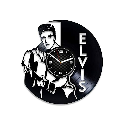 Kovides Handmade Elvis Presley Vinyl Clock Elvis Presley King of Rock n Roll Elvis Presley Wall Clock Large Vinyl Record Clock Elvis Presley Gift Elvis Presley Clock 12 inch Clock Gift For Man