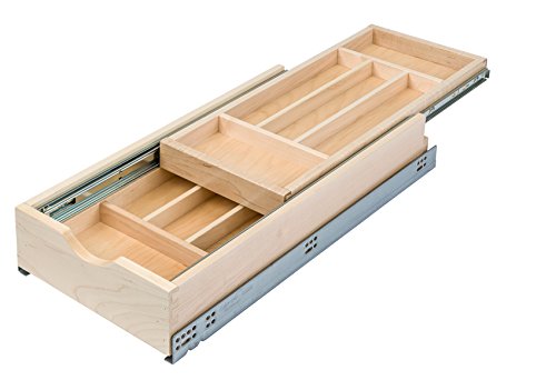 Century Components DTIER11PF-FF Wood Silverware Tray Cabinet Drawer Organizer - Double Tier 11-7/8"