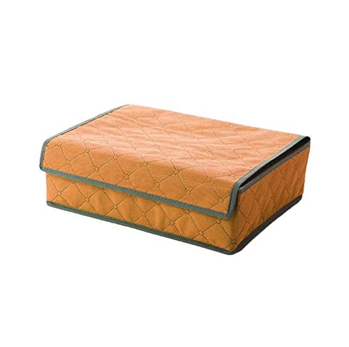 24 Cells Non Woven Charcoal Bamboo Fibre Collapsible Storage Box Underwear Socks Bra Ties Drawer Closet Home Organizer Case (Orange)