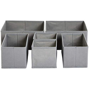 AmazonBasics Cloth Drawer Storage Organizer Boxes, Set of 6