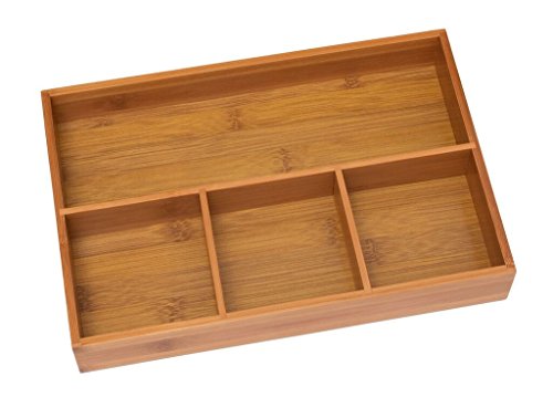 Lipper International 824 Bamboo Wood 4-Compartment Organizer Tray, 11 5/8" x 7 7/8" x 1 3/4"
