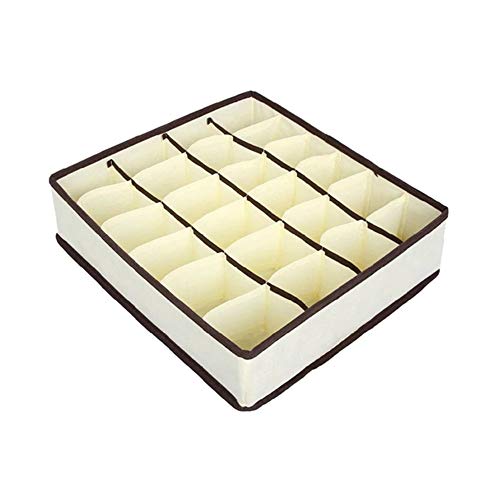 Non-Woven Foldable Underwear Organizer, Under Bed Drawer Divider for Undergarments, Womens Belts for Jeans, Socks,Bras,Ties, Scarves - 24 Grid Storage Box.
