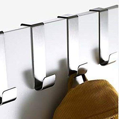 Stainless Steel Over Door Hooks Home Kitchen Cupboard Cabinet Towel Coat Hat Bag Clothes Hanger Holder Organizer Rack (8pcs)