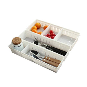 DayCount 2-Pack Plastic Drawer Organizer Trays/Bins, Plastic Storage Trays Baskets Adjustable Drawer Dividers for Kitchen Cabinet, Bathroom Vanity, Office Desk (S: 11.8'' x 3'' x 2'')
