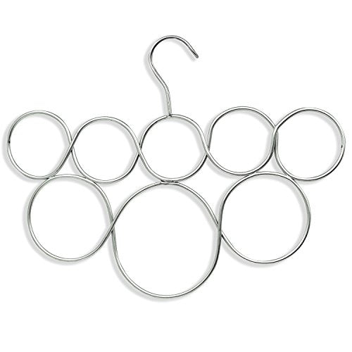 Exultimate Scarf Hanger Closet Space Saving Organizer with 8 Snag Free Satin Chrome Rings