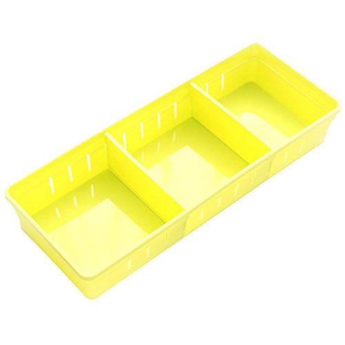 Drawer Storage Drawers Plastic Drawer Trays with Dividers for Stationery/Makeup/Cutlery(Yellow, 11.8×2.9×1.9inch)