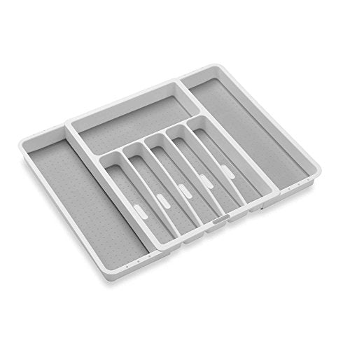 Madesmart (16" L x 13.25" (expanding up 21.25") W x 2" H) Expandable 8 Compartment Total Drawer Organizer Tray in White