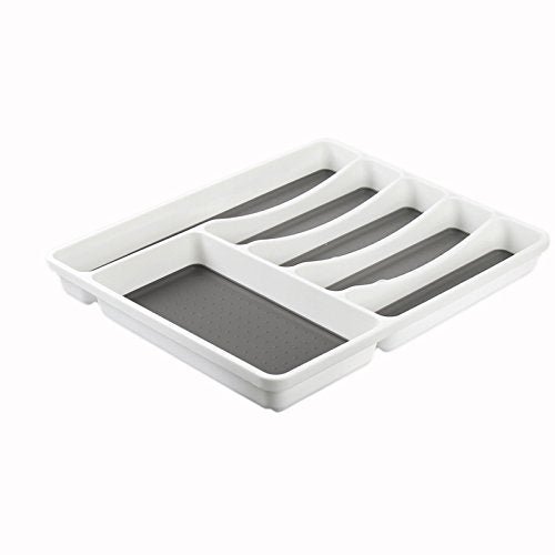 FixtureDisplays Silverware Drawer Organizer with Six Sections and Nonslip Tray, Flatware, Utensil, Cutlery Kitchen Divider 16969-FBA