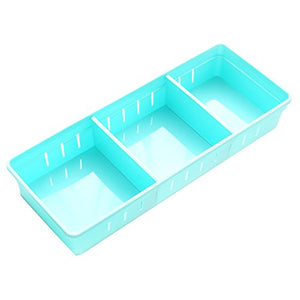Drawer Storage Drawers Plastic Drawer Trays with Dividers for Stationery/Makeup/Cutlery(Blue, 11.8×2.9×1.9inch)