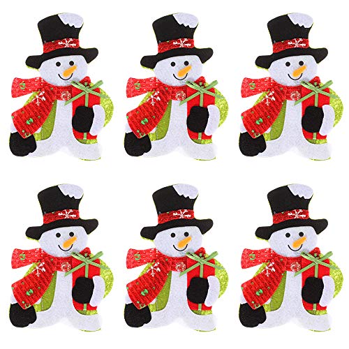 amorus 6 Pieces Christmas Silverware Holders Pockets Cute Kitchen Table Decoration Supplies - Snowman