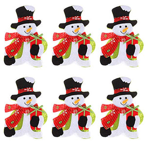 amorus 6 Pieces Christmas Silverware Holders Pockets Cute Kitchen Table Decoration Supplies - Snowman
