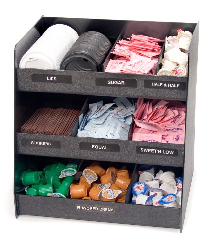 Vertiflex Vertical 3-Shelf Condiment Organizer, 9 Compartments, 14.5 x 11.75 x 15 Inches, Black (VFC-1515)