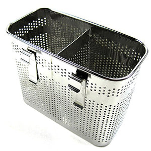 2 Divided Square Stainless Steel Perforated Cutlery Holder Sink Storage Basket by Stopia