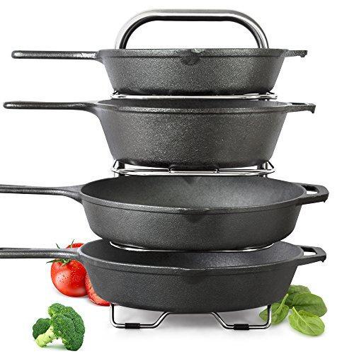 Arcafest 5-Tier Height Adjustable Pan and Pot Organizer Rack: Cookware Lid Holder, Stainless Steel