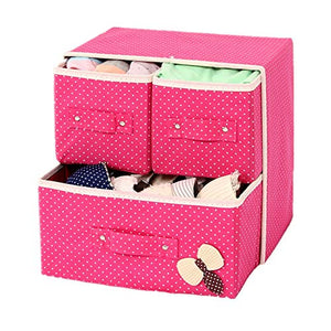 Foldable Cloth Storage Box Wardrobe Dressing Table Drawer Divider Storage Bag Basket Red (Color : Rose Red)