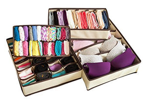 Adorn Home Essentials| Foldable Fabric Closet Storage Organizer,Drawer Organizer and Drawer Divider| Ideal for Underwear, Socks, Bras and Home Essentials| Set of 4 Organizer Drawers