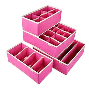 Drawer Closet Organizers Boxes for Underwear Bra Home Storage Non-Woven Scarfs Socks Bra Organizer Storage Box,Rose red