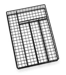 Lipper International 8177 Flatware Organizer, 5 Compartments, Metal Wire, 10" x 14" x 2-1/8", Black