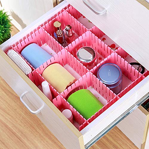 Hankyky 4 Pcs DIY Plastic Grid Drawer Divider Partition Household Storage Spacer Sub-Grid Finishing Shelves for Home Tidy Closet Stationary Makeup Socks Underwear Scarves Organizer