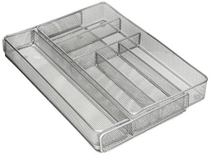 Honey-Can-Do KCH-02163 Steel Mesh 7-Compartment Expandable Utility Drawer Organizer, Silver