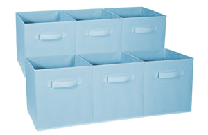 Sorbus Foldable Storage Cube Basket Bin - Great for Nursery, Playroom, Closet, Home Organization (Pastel Blue, 6 Pack)